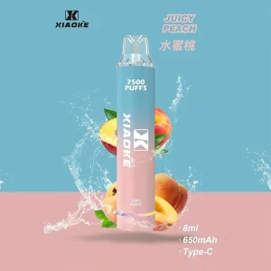 XiaoKe一次性電子煙 7500口｜650mAh可充電｜3%濃度｜口味-水蜜桃