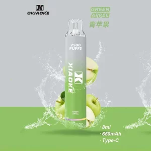 XiaoKe一次性電子煙 7500口｜650mAh可充電｜3%濃度｜口味-青蘋果
